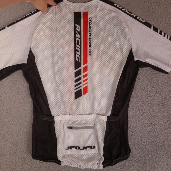 JPOJPO Cycling Jersey Womens XXL White Black Full Zip Pockets Polyester - Picture 10 of 12